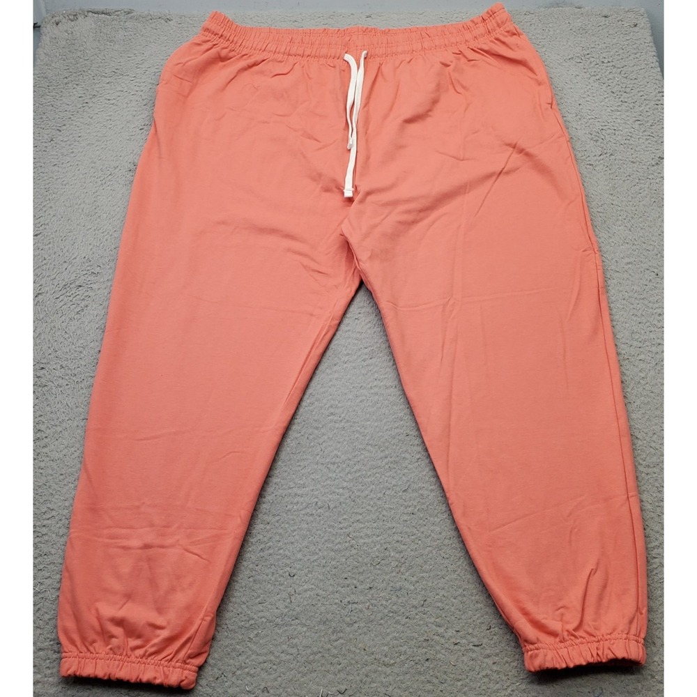 Real Essentials Cozy Jogger Pants Womens 3X Pink Cotton Elastic Waist Drawstring